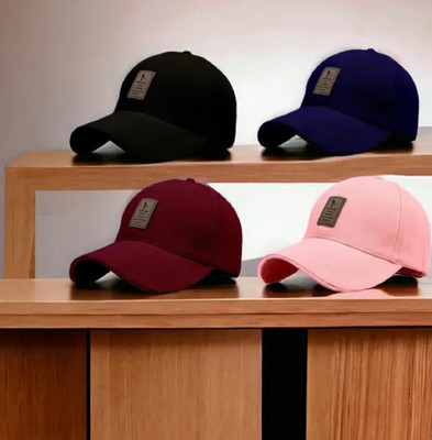 FD FLORIDA Solid, Self Design Sports/Regular Cap Cap(Pack of 4)