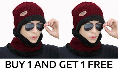 FASHLOOK Beanie Cap(Pack of 2)