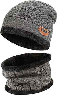 SPOWEARY Woven, Self Design, Solid Monkey Cap Cap(Pack of 2)