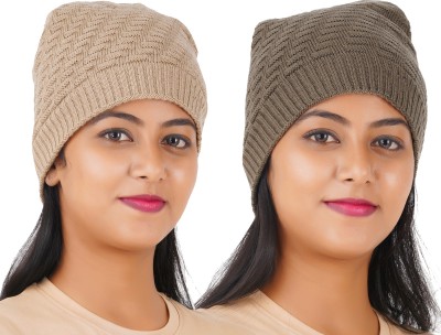 FEEL TRACK Solid Beanie Cap(Pack of 2)