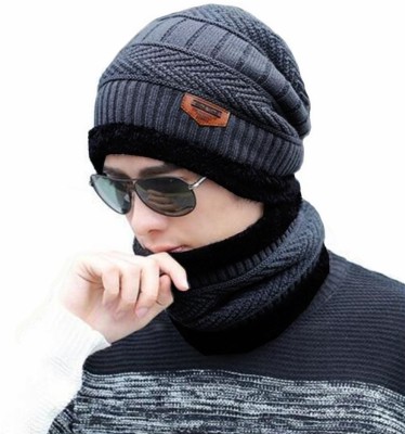 Frackson Solid, Self Design Beanie Cap