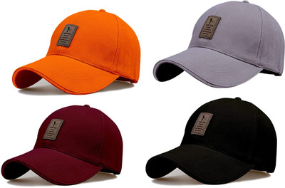 CLASSYMESSI Solid, Self Design Sports/Regular Cap Cap(Pack of 4)
