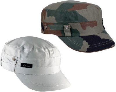 FQZILON Solid, Printed Skull Cap Cap(Pack of 2)