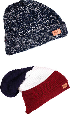 Knotyy Solid Beanie Cap(Pack of 2)