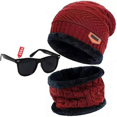 Nk tip top Self Design, Solid Beanie Cap(Pack of 3)