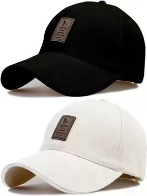 Rozti Self Design, Solid Skull Cap Cap(Pack of 2)