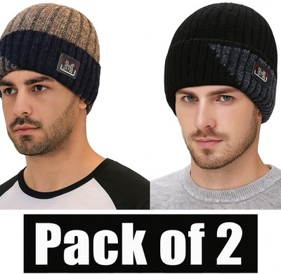 Moda Bay Striped Beanie Cap(Pack of 2)
