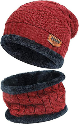 GuSo Shopee Self Design Beanie Cap(Pack of 2)