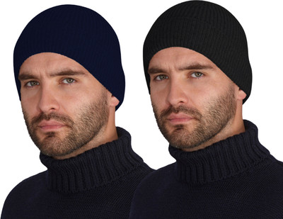 Bismaadh Self Design Beanie Cap(Pack of 2)