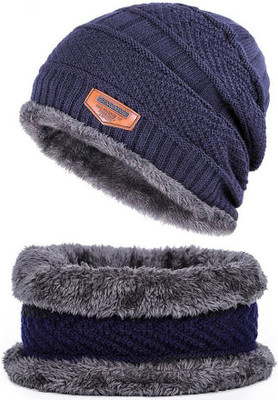 Rigzy Self Design Beanie Cap(Pack of 2)