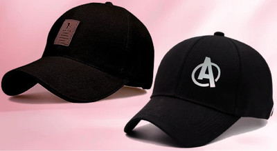 cap world Checkered, Self Design, Solid Sports/Regular Cap Cap(Pack of 2)