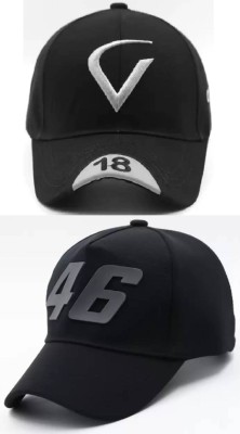 b for u Self Design, Solid, Embroidered, Printed Sports/Regular Cap Cap(Pack of 2)