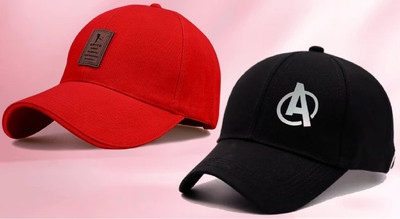 cap world Checkered, Self Design, Solid Sports/Regular Cap Cap(Pack of 2)