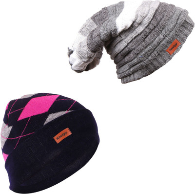 Knotyy Solid Beanie Cap(Pack of 2)
