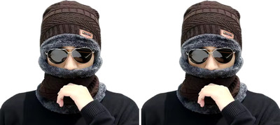 PRIONSA Solid Beanie Cap(Pack of 2)