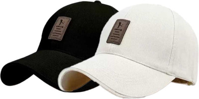 HOC Embellished, Applique, Solid, Self Design Sports/Regular Cap Cap(Pack of 2)