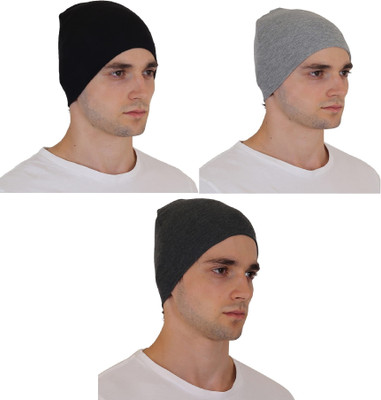 FQZILON Solid Skull Cap Cap(Pack of 3)
