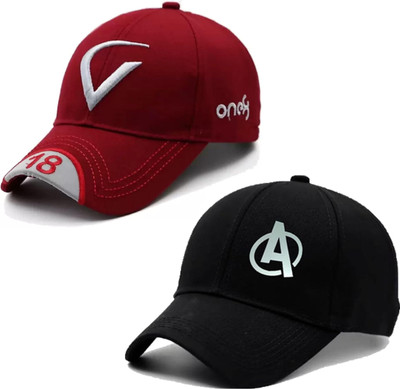 CLASSYMESSI Solid, Self Design, Embroidered Sports/Regular Cap Cap(Pack of 2)