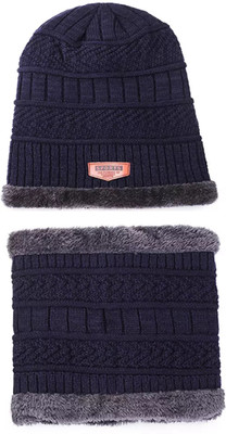 ZACHARIAS Self Design Beanie Cap(Pack of 2)