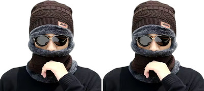 TruFlair Solid Beanie Cap(Pack of 2)