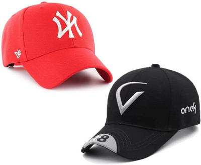 selloria Solid, Self Design, Embroidered Sports/Regular Cap Cap(Pack of 2)