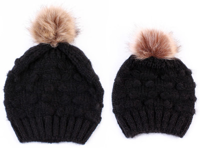 IBA ISBA COLLECTIONS Woven, Self Design Beanie Cap(Pack of 2)