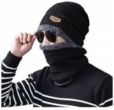 MINUS TWENTY Self Design Beanie Cap(Pack of 2)
