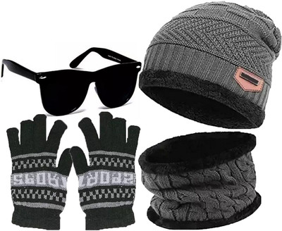 FLEXCY Beanie Cap(Pack of 3)