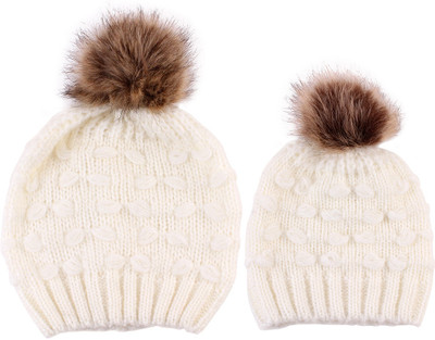 IBA ISBA COLLECTIONS Woven, Self Design Beanie Cap(Pack of 2)