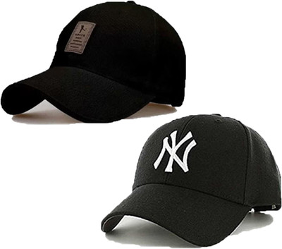 cap world Solid, Self Design, Embroidered Sports/Regular Cap Cap(Pack of 2)