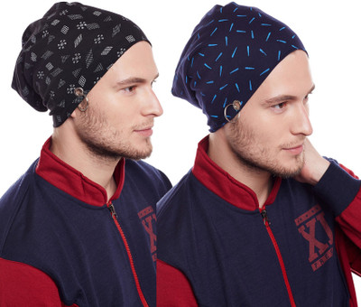 MACK JONNEY Printed Beanie Cap(Pack of 2)