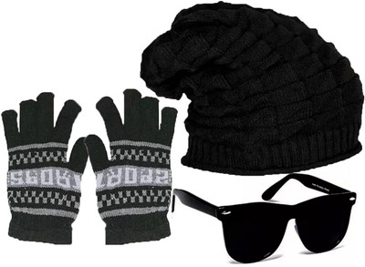 FLEXCY Beanie Cap(Pack of 3)