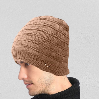 TRUE INDIAN Self Design Beanie Cap