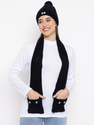 AMOLDO Self Design Beanie Cap(Pack of 2)