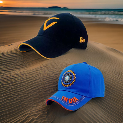 FD FLORIDA Embroidered, Solid, Self Design Sports/Regular Cap Cap(Pack of 2)