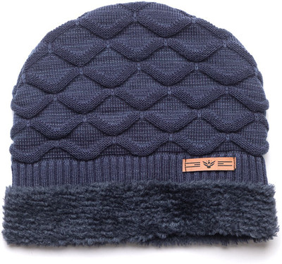 AMOLDO Self Design, Solid, Woven Beanie Cap(Pack of 3)