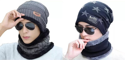 Relieco Woven Beanie Cap(Pack of 2)