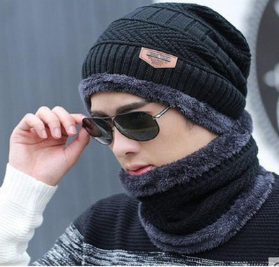 AlexVyan Solid, Self Design Beanie Cap