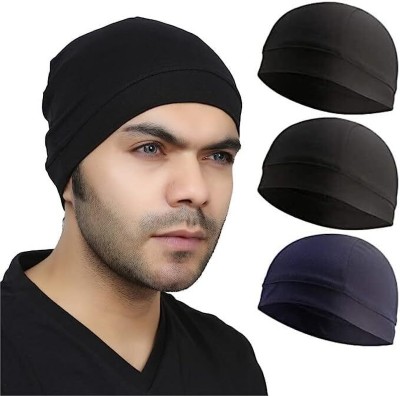 plutoprom Solid Skull Cap Cap(Pack of 3)