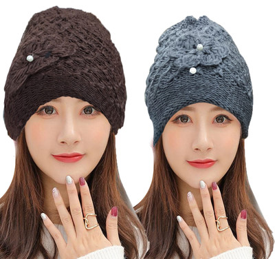 COOL INDIANS Self Design, Solid Beanie Cap(Pack of 2)