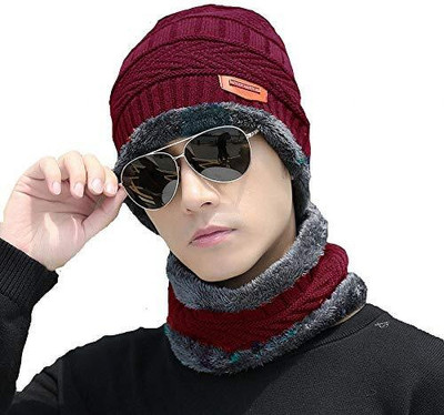 Creeknest Solid, Self Design Beanie Cap