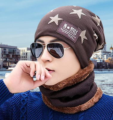 GlamSmart Self Design Beanie Cap(Pack of 2)