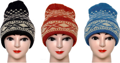 The Window Shop Printed Beanie Cap(Pack of 3)