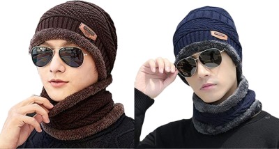 CLASSYMESSI Woven Beanie Cap(Pack of 2)