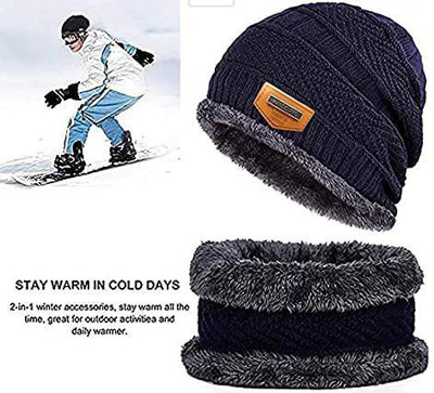 NECKTECH Woven Beanie Cap(Pack of 2)