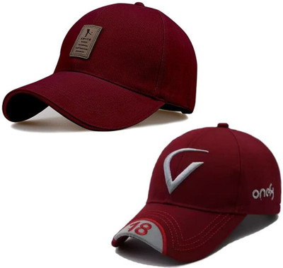 CLASSYMESSI Solid, Self Design, Embroidered Sports/Regular Cap Cap(Pack of 2)