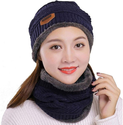 THESHIVAN Self Design Beanie Cap(Pack of 2)