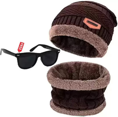 MONI FIY Embroidered Beanie Cap(Pack of 3)