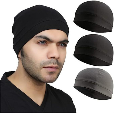 plutoprom Solid Skull Cap Cap(Pack of 3)