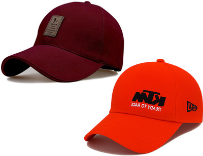 cap world Solid, Self Design, Embroidered Sports/Regular Cap Cap(Pack of 2)